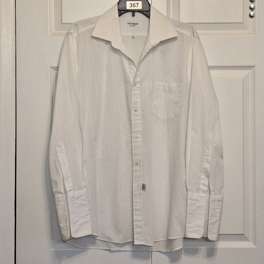 COPY - Yves Saint Laurent Menswear White Button Down Dress Shirt Sz 16 1/2, 32-…